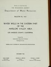 Cover of: Water wells in the eastern part of the Antelope Valley area, Los Angeles County, California.