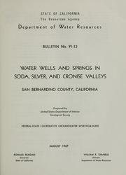Cover of: Water wells and springs in Soda, Silver, and Cronise Valleys: San Bernardino County, California