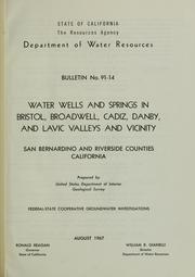 Cover of: Water wells and springs in Bristol, Broadwell, Cadiz, Danby, and Lavic Valleys and vicinity by United States Geological Survey