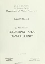 Cover of: Sea-water intrusion: Bolsa-Sunset area, Orange County.