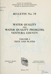 Cover of: Water quality and water quality problems, Ventura County.