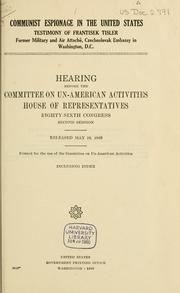 Cover of: Communist espionage in the United States by United States. Congress. House. Committee on Un-American Activities.
