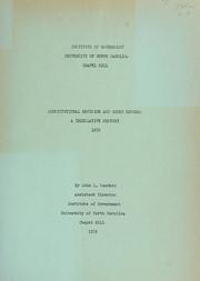 Cover of: Constitutional revision and court reform: a legislative history, 1959