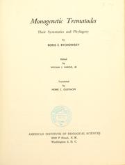 Cover of: Monogenetic trematodes by B. E. Bykhovskiĭ