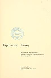 Cover of: Experimental biology.