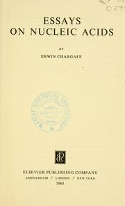 Essays on nucleic acids by Erwin Chargaff