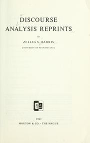 Cover of: Discourse analysis reprints. by Zellig S. Harris