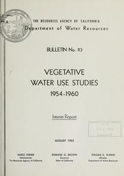 Cover of: Vegetative water use studies, 1954-1960: interim report.