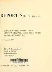 Cover of: Oceanographic observations: Kennedy Channel, Kane Basin, Smith Sound and Baffin Bay, summer 1963