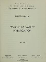 Cover of: Coachella Valley investigation. by California. Dept. of Water Resources.