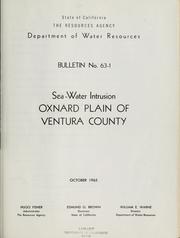 Cover of: Sea-water intrusion: Oxnard Plain of Ventura County.