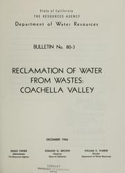 Cover of: Reclamation of water from wastes: Coachella Valley.