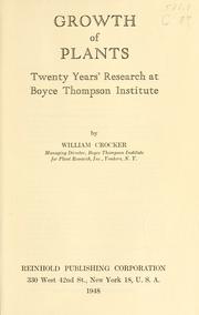 Cover of: Growth of plants: twenty years' research at Boyce Thompson Institute.
