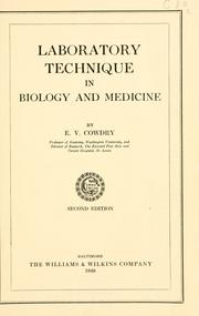 Cover of: Laboratory technique in biology and medicine. by E. V. Cowdry