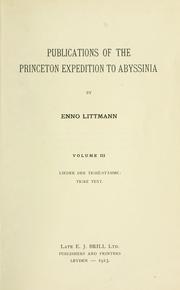 Cover of: Publications of the Princeton Expedition to Abyssinia. by Enno Littmann