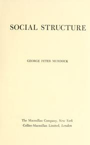Cover of: Social structure.