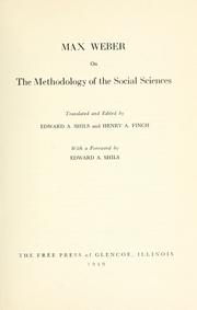 Cover of: Max Weber on the methodology of the social sciences by Max Weber