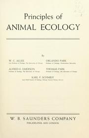 Cover of: Principles of animal ecology by W. C. Allee