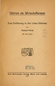 Cover of: Sibirien als Wirtschaftsraum by Richard Pohle