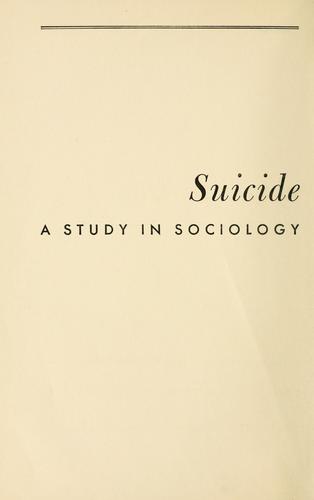 Suicide by Émile Durkheim