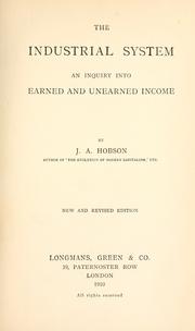 Cover of: The industrial system by John Atkinson Hobson