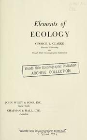 Cover of: Elements of ecology. by George L. Clarke