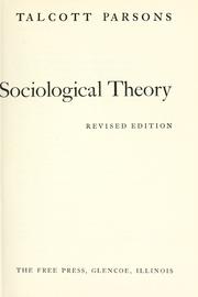 Cover of: Essays in sociological theory