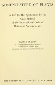 Cover of: Nomenclature of plants: a text for the application by the case method of the International code of botanical nomenclature.