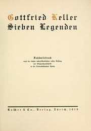 Cover of: Sieben Legenden by Gottfried Keller