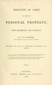 Cover of: A selection of cases on sales of personal property: with references and citations