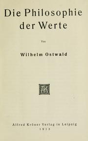 Cover of: Die philosophie der werte