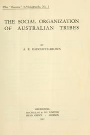 Cover of: The social organization of Australian tribes
