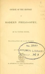Cover of: Course of the history of modern philosophy.
