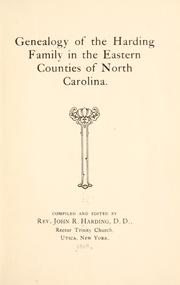 Genealogy of the Harding family in the eastern counties of North Carolina by John Ravenscroft Harding