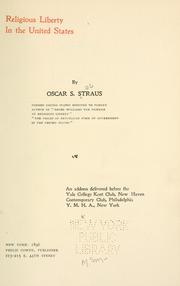Cover of: Religious liberty in the United States by Oscar S. Straus