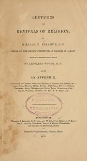 Cover of: Lectures on revivals of religion by Sprague, William Buell, William B. Sprague