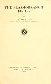 Cover of: The elasmobranch fishes by J. Frank Daniel
