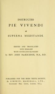 Cover of: Instructio pie vivendi et superna meditandi.