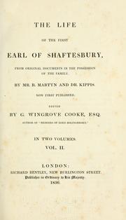 Cover of: The life of the first Earl of Shaftesbury by Benjamin Martyn