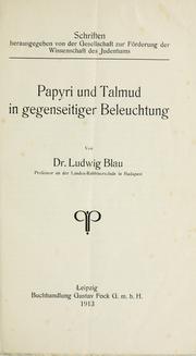 Cover of: Papyri und Talmud in gegenseitiger beleuchtung by Blau, Lajos