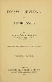 Cover of: Essays, reviews, and addresses. by James Martineau