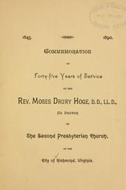 Cover of: Commemoration of forty-five years of service by Richmond (Va.). Second Presbyterian Church.