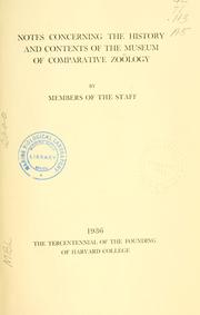 Cover of: Notes concerning the history and contents of the Museum of Comparative Zoölogy