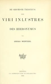 Cover of: Die griechische Übersetzung der Viri inlustres des Hieronymus