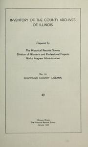 Cover of: Inventory of the county archives of Illinois.