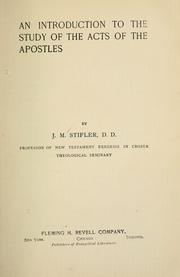 Cover of: An introduction to the study of the Acts of the apostles