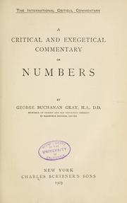 Cover of: A critical and exegetical commentary on Numbers by George Buchanan Gray