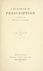 Cover of: A handbook of prescription according to the law of Scotland