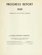 Cover of: Progress report, 1939.: Statement of the Advisory Committee.