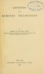 Cover of: Genesis and Semitic tradition